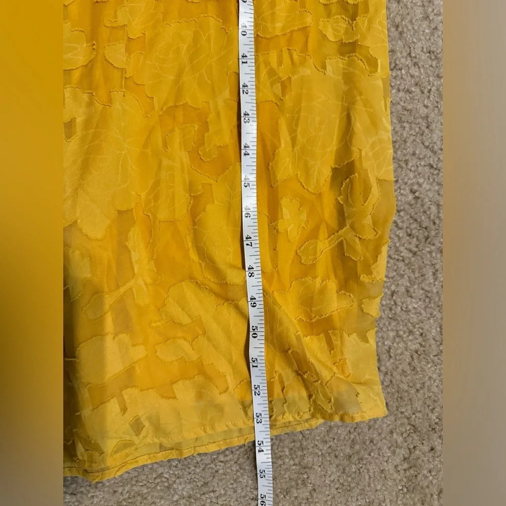 NWT Lulus Lovely Celebration Yellow Floral Burnout Chiffon Jumpsuit Size Large - Picture 15 of 15